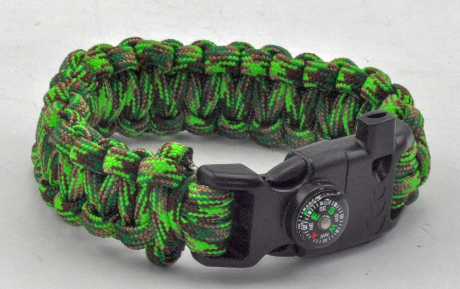BRACCIALE PARACORD 550 Type III 5 in 1 - con Manuale - GREEN FLAME CAMOUFFAGE