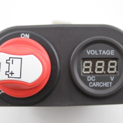 CONSOLLE STAGNA DOPPIA MONTAGGIO SUPERFICIALE 12/24 V - VOLTMETRO + INTERRUTTORE STACCABATTERIE 100A